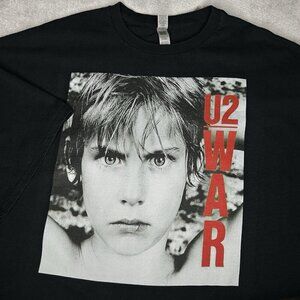 U2 War Shirt Adult 5XL Black Tour Music Band Mens T-Shirt Gift Fan Cotton Retro